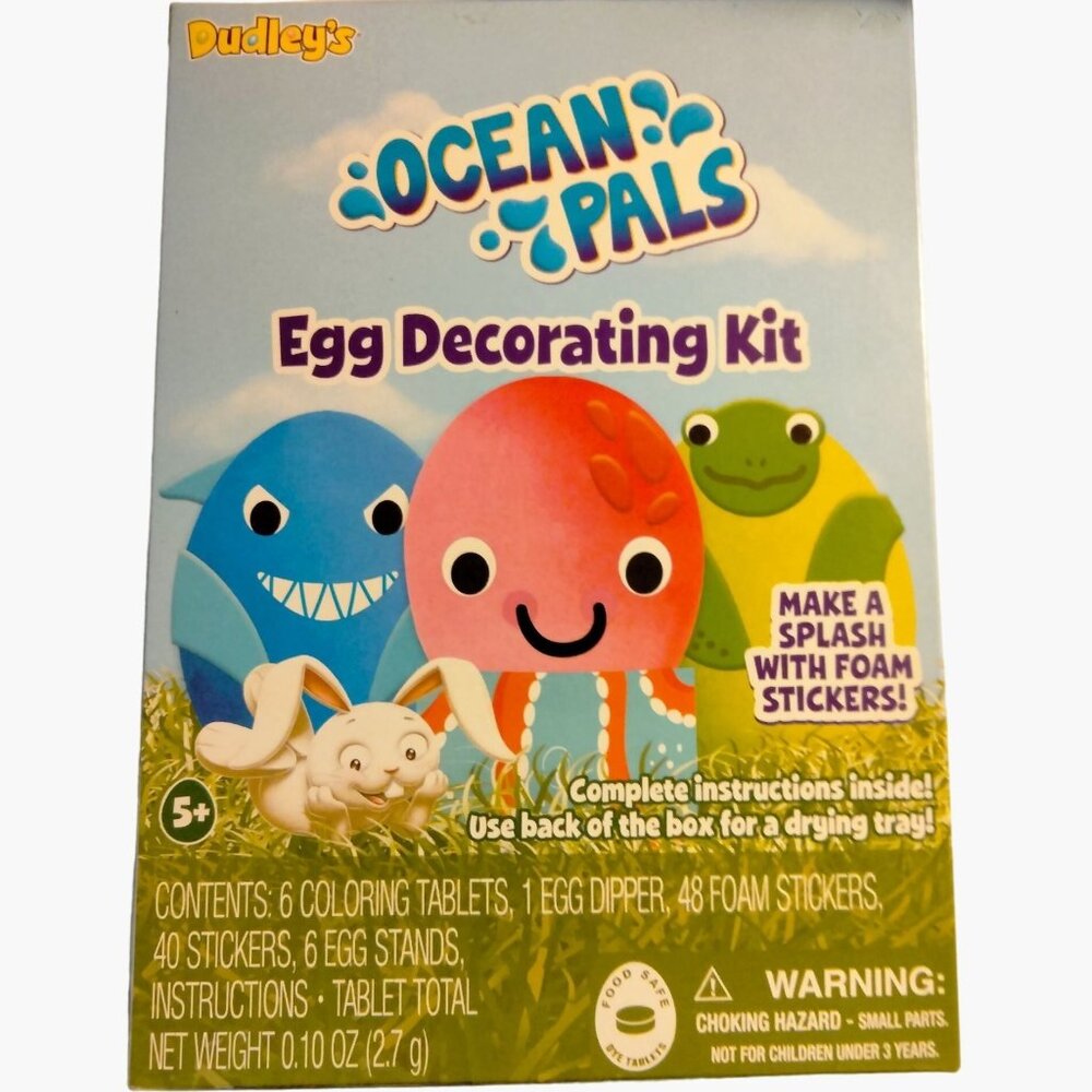 Dudleys Easter Egg Decorating Kit Ocean Pals Dye Foam Stickers Shark Turtle